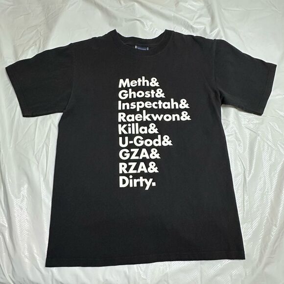 Manifest Wu Tang Clan Members Black Graphic Tee with White Text Size Small - Picture 1 of 9
